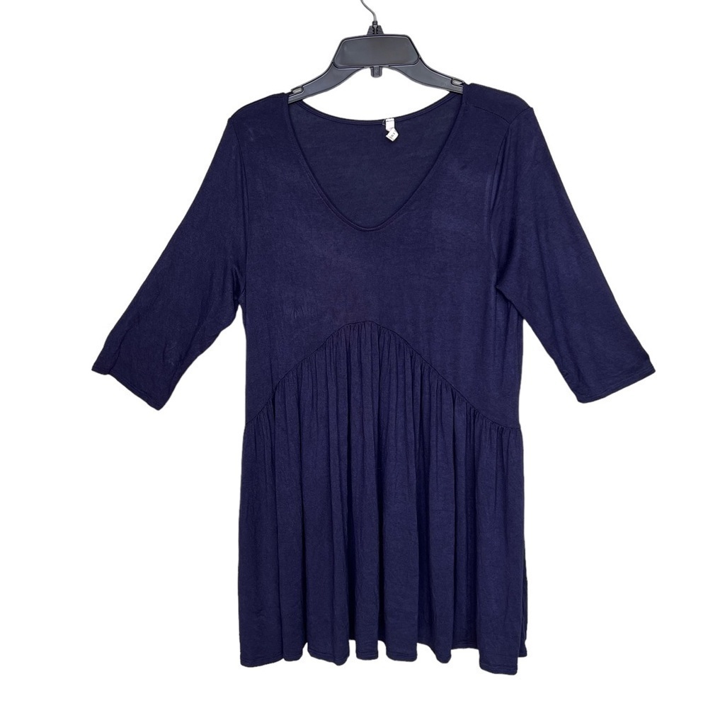 Bellamie Navy Scoop Neck Stretch Swing Tunic Top